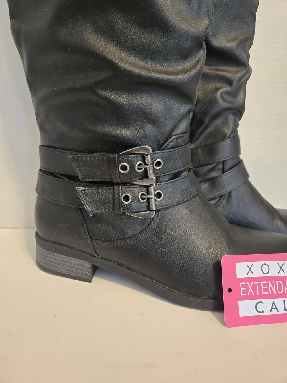 XOXO Black Knee-High Lace-Back Riding Boots 6 1/2 M